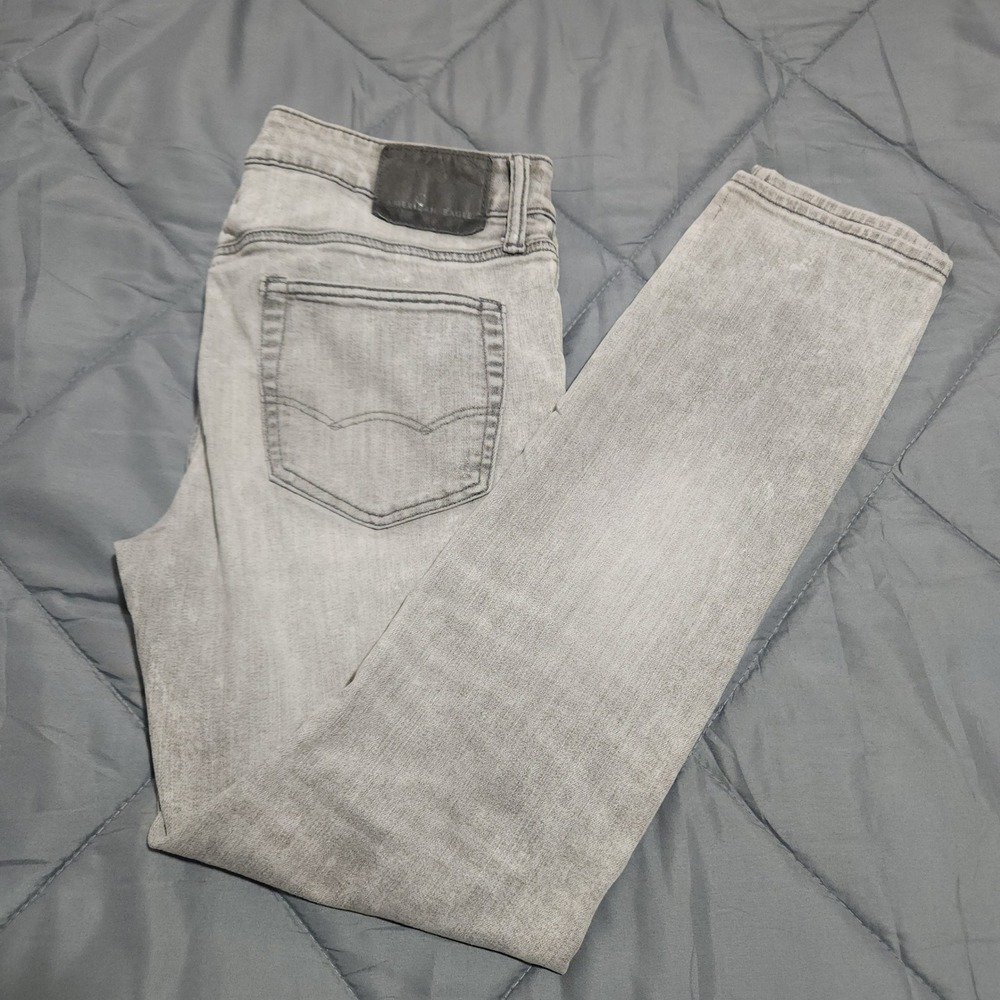 American Eagle Jeans Men's 33x32 Slim Straight Gray Distressed Denim‎ AirFlex +